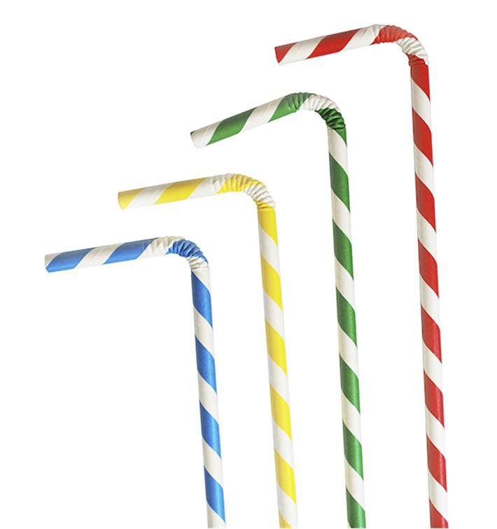 Paille Flexible Papier Assortiment Ø6mm 230mm (6000 Utés) Paille Flexible Papier Assortiment Ø6mm 230mm (6000 Utés)
