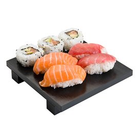 Base en Bambou Noir pour Sushi 15x15x2,5cm (1 Uté)