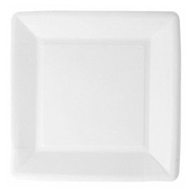 Assiette en Papier Biocoated Blanc Carrée 18cm (20 Utés)