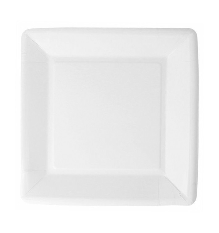 Assiette en Papier Biocoated Blanc Carrée 18cm (20 Utés)