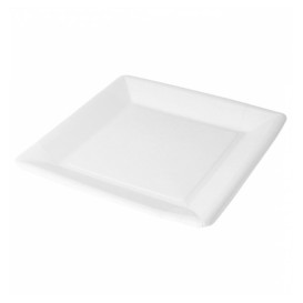 Assiette en Papier Biocoated Blanc Carrée 18cm (20 Utés)