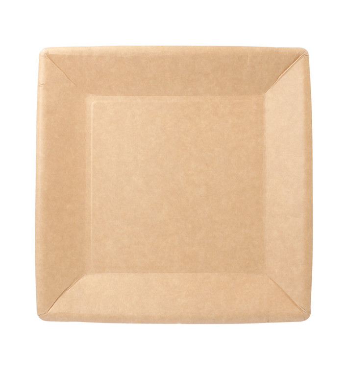 Assiette en Papier Biocoated Naturel Carrée 18cm (20 Utés) Assiette en Papier Biocoated Naturel Carrée 18cm (20 Utés)