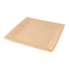 Assiette en Papier Biocoated Naturel Carrée 18cm (20 Utés)