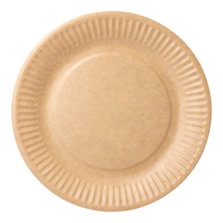 Assiette en Papier Biocoated Naturel Relief Ø18cm (20 Utés)