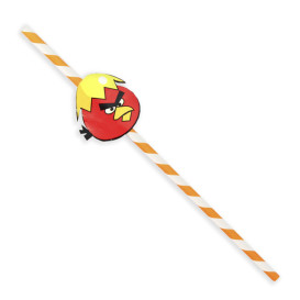 Paille en Papier Décorée Oiseaux Ø6mm 24cm (100 Utés)