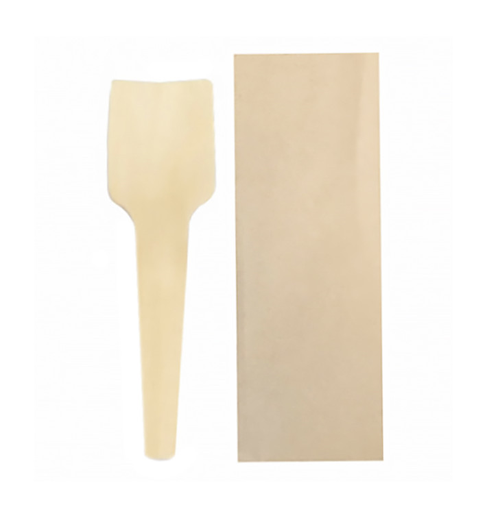 Petite Cuillère Plate en Bois pour Glace Emballée 70mm (50 Utés) Petite Cuillère Plate en Bois pour Glace Emballée 70mm (50 Utés)