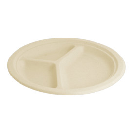 Assiette en Canne à Sucre 3C Naturel Ø260mm (50 Utés)
