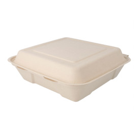 Boîte en Canne à Sucre Naturel 225x225x75mm (50 Utés)