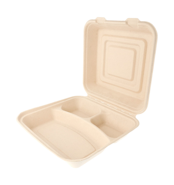 Boîte en Canne à Sucre Naturel 3C 250x250x75mm (250 Utés) Boîte en Canne à Sucre Naturel 3C 250x250x75mm (250 Utés)