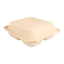 Boîte en Canne à Sucre Naturelle 3C 20x20x7,5cm (50 Utés)