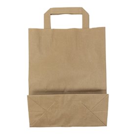 Sacs en Papier Kraft avec Anses Plates 80g/m² 22+10x28cm (50 Unités)