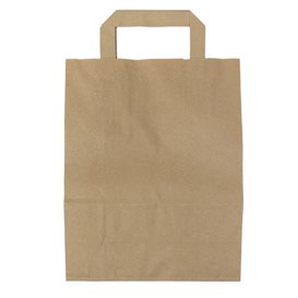 Sacs en Papier Kraft avec Anses Plates 80g/m² 22+10x28cm (50 Unités)
