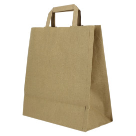 Sacs en Papier Kraft avec Anses Plates 80g/m² 26+14x29cm (50 Unités)