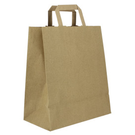 Sacs en Papier Kraft avec Anses Plates 80g/m² 26+14x29cm (250 Unités)