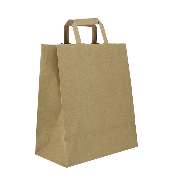 Sacs en Papier Kraft avec Anses Plates 80g/m² 26+14x29cm (250 Unités) Sacs en Papier Kraft avec Anses Plates 80g/m² 26+14x29cm (250 Unités)