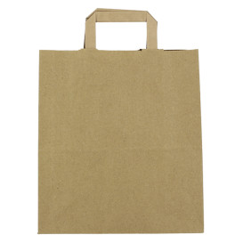 Sacs en Papier Kraft avec Anses Plates 80g/m² 26+14x29cm (250 Unités)
