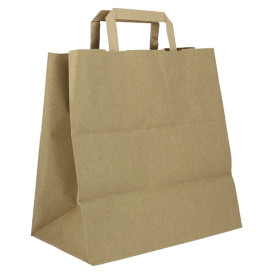 Sacs en Papier Kraft avec Anses Plates 80g/m² 28+17x29cm (200 Unités)