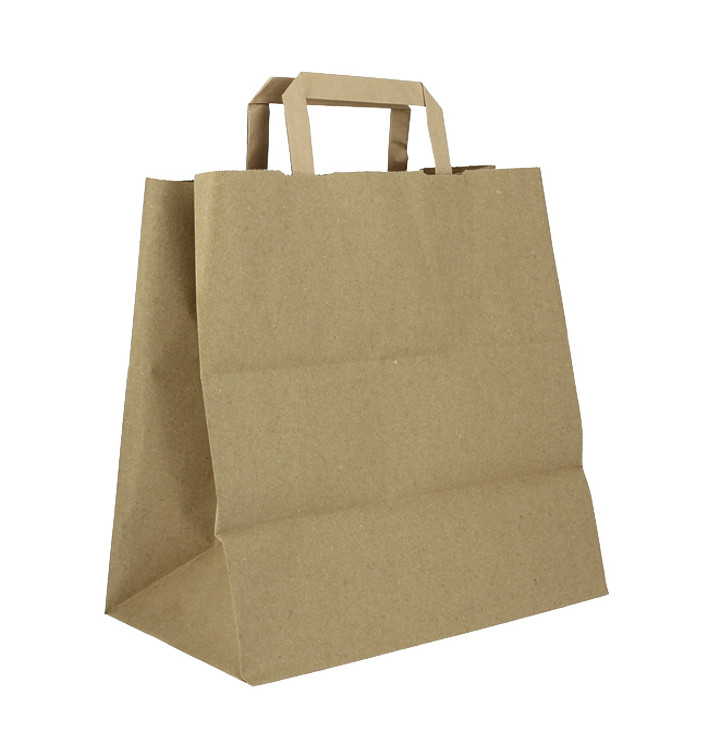 Sacs en Papier Kraft avec Anses Plates 80g/m² 28+17x29cm (200 Unités) Sacs en Papier Kraft avec Anses Plates 80g/m² 28+17x29cm (200 Unités)