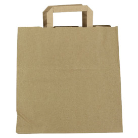 Sacs en Papier Kraft avec Anses Plates 80g/m² 28+17x29cm (200 Unités)