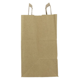 Sacs en Papier Kraft avec Anses Plates 80g/m² 28+17x29cm (200 Unités)