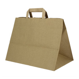 Sacs en Papier Kraft avec Anses Plates 80g/m² 32+21x26cm (50 Unités)