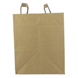 Sacs en Papier Kraft avec Anses Plates 80g/m² 32+21x26cm (50 Unités)