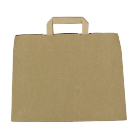 Sacs en Papier Kraft avec Anses Plates 80g/m² 32+21x26cm (50 Unités)