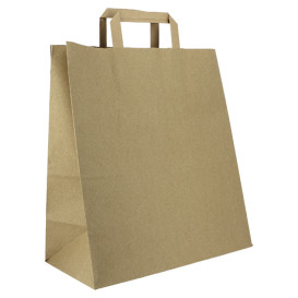 Sacs en Papier Kraft avec Anses Plates 80g/m² 32+16x35cm (250 Unités)