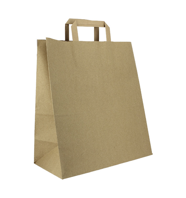 Sacs en Papier Kraft avec Anses Plates 80g/m² 32+16x35cm (250 Unités) Sacs en Papier Kraft avec Anses Plates 80g/m² 32+16x35cm (250 Unités)