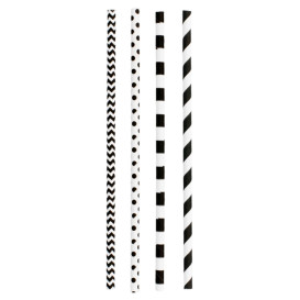Paille Droite Papier Assortiment Noir Ø6mm 200mm (200 Utés)