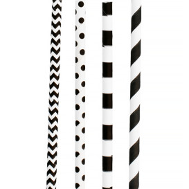 Paille Droite Papier Assortiment Noir Ø6mm 200mm (3000 Utés)