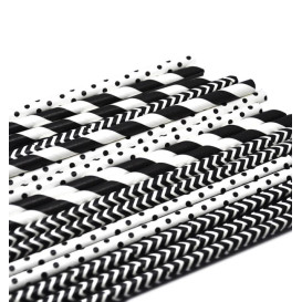 Paille Droite Papier Assortiment Noir Ø6mm 200mm (3000 Utés)