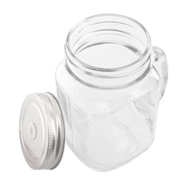 Pichet en Verre avec Couvercle et Paille 450 ml (1 Uté)