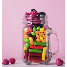 Pichet en Verre avec Couvercle et Paille 450 ml (1 Uté)