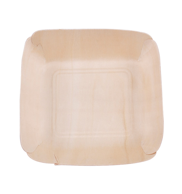 Assiette en Bois Rectangulaire 13x12x3cm (50 Utés) Assiette en Bois Rectangulaire 13x12x3cm (50 Utés)
