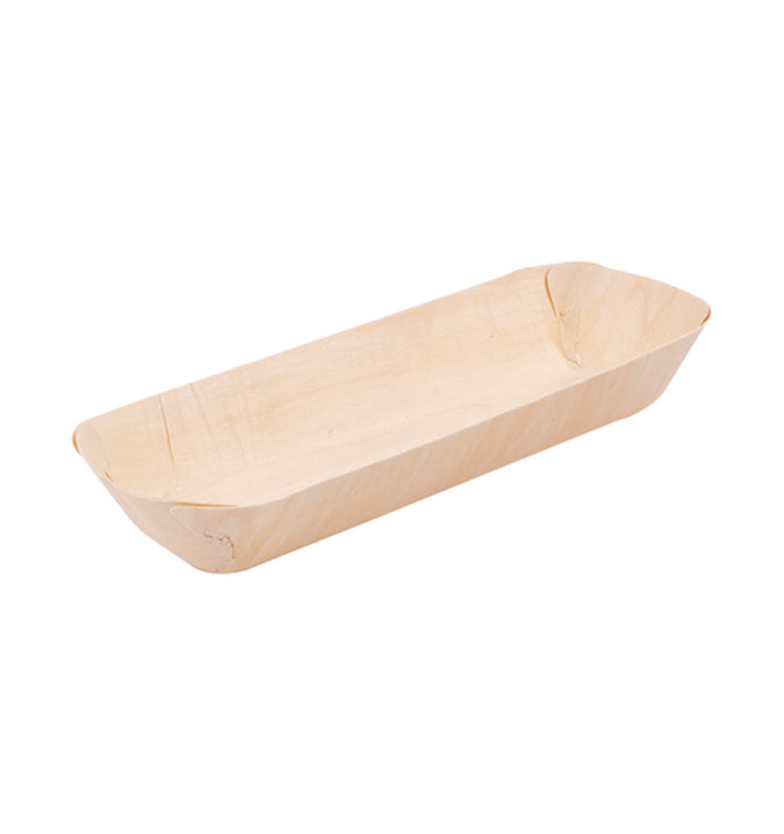 Barquette jetable en bois Rectangulaire 19,5x7,5x2,7cm (200 Utés) Barquette jetable en bois Rectangulaire 19,5x7,5x2,7cm (200 Utés)