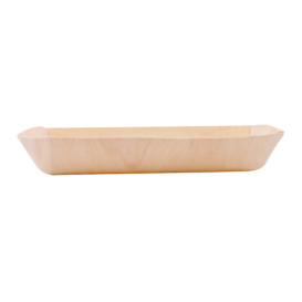 Barquette jetable en bois Rectangulaire 19,5x7,5x2,7cm (200 Utés)