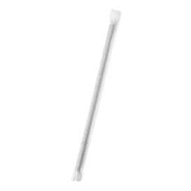 Paille Papier Noir Emballée Blanc Ø6mm 21cm (250 Utés)