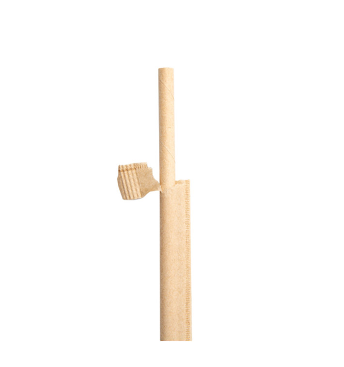 Paille Papier Naturel Emballée Kraft Ø6mm 21cm (3000 Utés) Paille Papier Naturel Emballée Kraft Ø6mm 21cm (3000 Utés)