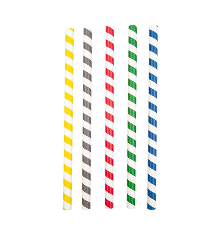 Paille Droite Papier Assortiment Ø10mm 21cm (2400 Utés) Paille Droite Papier Assortiment Ø10mm 21cm (2400 Utés)