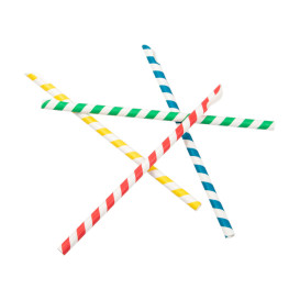 Paille Cuillère Papier Assortiment Ø8mm 21cm (100 Utés)