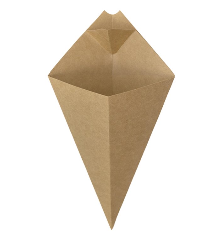 Cornet Papier Kraft avec Compartiment Sauce 220mm 100g (200 Utés) Cornet Papier Kraft avec Compartiment Sauce 220mm 100g (200 Utés)