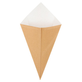 Cornet Ondulé Carton Kraft 270mm 250g (100 Unités)