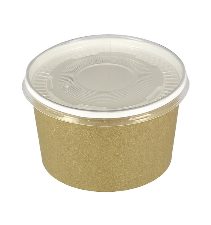 Pot en Carton Kraft avec couvecle PP 16 Oz/473ml (25 Utés) Pot en Carton Kraft avec couvecle PP 16 Oz/473ml (25 Utés)