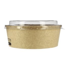 Pot en Carton Kraft-Kraft avec couvecle RPET 38 Oz/1120 ml (100 Utés) Pot en Carton Kraft-Kraft avec couvecle RPET 38 Oz/1120 ml (100 Utés)