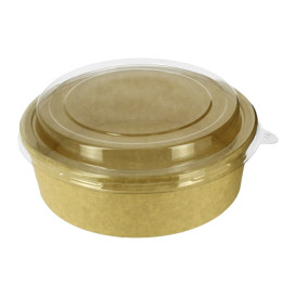 Pot en Carton Kraft-Kraft avec couvecle RPET 33Oz/1000 ml (100 Utés)