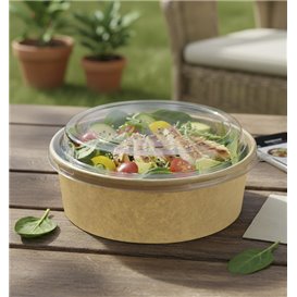 Pot en Carton Kraft-Kraft avec couvecle RPET 33Oz/1000 ml (100 Utés)