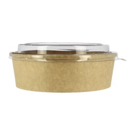 Pot en Carton Kraft-Kraft avec couvecle RPET 33Oz/1000 ml (100 Utés)