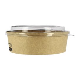 Pot en Carton Kraft-Kraft avec couvecle RPET 33Oz/1000 ml (100 Utés)
