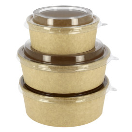 Pot en Carton Kraft-Kraft avec couvecle RPET 33Oz/1000 ml (100 Utés)